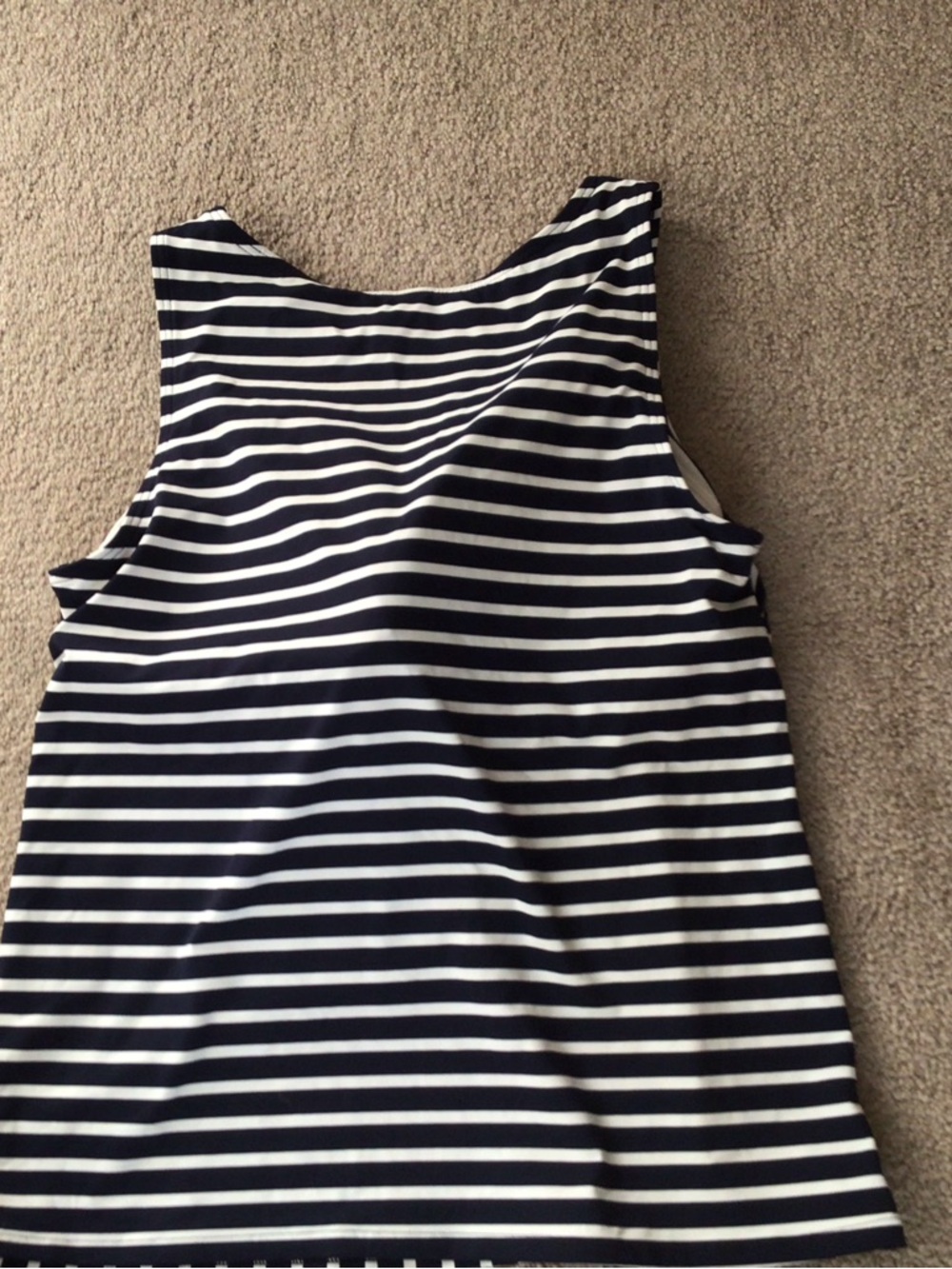 LANDS’ END TANKINI TOP- NAVY AND WHITE MIXED DIAGONAL STRIPE- SIZE 14 - Picture 5 of 7
